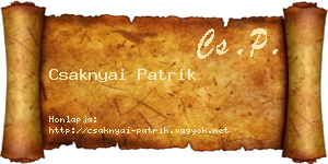 Csaknyai Patrik névjegykártya